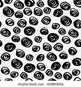 hand drawn seamless vector messy ink circles pattern