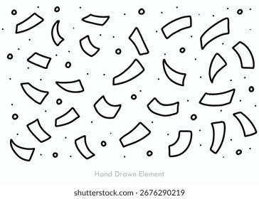 Hand drawn seamless vector paper splatter or flying ribbon pattern, ideal for paper designs or textile textures.