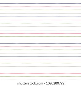 Hand drawn seamless vector pattern with horizontal stripes, on a white background. Scandinavian design style. Concept for textile print, wallpaper, wrapping paper.