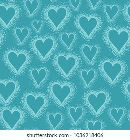 Hand drawn seamless vector pattern background illustration with heart.