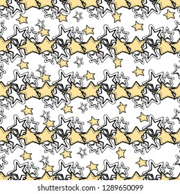 Hand drawn seamless vector pattern. Stars and sparkles