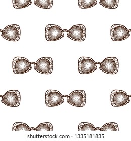 hand drawn seamless vector pattern with Sunglasses for girls, boys, clothes. Creative background with Doodle summer wallpaper for textile and fabric. Fashion style