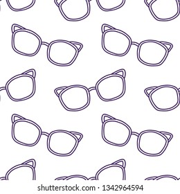 hand drawn seamless vector pattern with Sunglasses for girls, boys, clothes. Creative background with Doodle summer wallpaper for textile and fabric. Fashion style