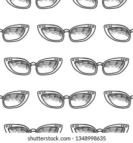 hand drawn seamless vector pattern with Sunglasses for girls, boys, clothes. Creative background with Doodle summer wallpaper for textile and fabric. Fashion style