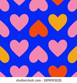 Hand drawn seamless vector pattern with hearts. Vector background for Valentine’s Day, romantic holiday, invitation. Flat backdrop for poster, print, card, fabric, banner design