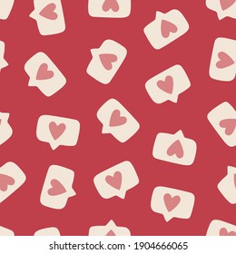 Hand drawn seamless vector pattern with romantic signs. Trendy background for Valentine’s Day. Love and romance symbol. Hand drawn vintage background for print, wrapping paper and fabric