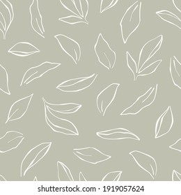 Hand drawn seamless vector pattern with peony branches and leaves. Botanical vector backdrop for romantic holidays and wedding design. Minimalistic vector floral background. Line art floral pattern