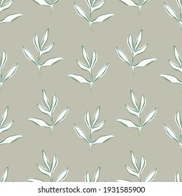Hand drawn seamless vector pattern with peony branches and leaves. Botanical vector backdrop for romantic holidays and wedding design. Minimalistic vector floral background. Line art floral pattern