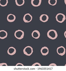 Hand drawn seamless vector pattern with abstract circles. Trendy colored vector background for prints, textile and wallpaper. Modern backdrop in grunge style. Simple decorative dots pattern