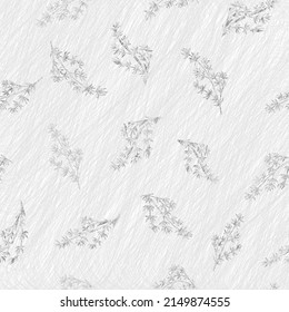 Hand drawn seamless vector pattern with sketch herbal branches. Gental colors floral print. Pastel tones botanical pattern, Minimalistic herbal ornament for linen, fabric, cloth design