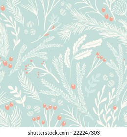 Hand Drawn Seamless Vector Pattern. Fall/winter Themed Background. 