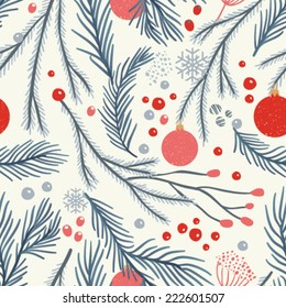 Hand Drawn Seamless Vector Pattern. Fall/winter Themed Background. 