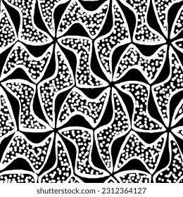 Hand drawn seamless vector pattern. Black and white abstract background