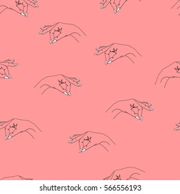 Hand drawn seamless vector pattern with woman arms for textile, ceramics, fabric, print, cards, wrapping