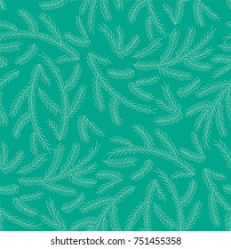 Hand drawn seamless vector pattern with fir tree branches. Design concept for Christmas, winter, kids textile print, wallpaper, wrapping paper.