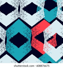 Hand Drawn Seamless Vector Pattern.Fresh and Imperfect Brush Strokes.Hand painted colorful Ink textures.