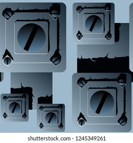 Hand drawn seamless vector pattern.Rectangular and round shapes.