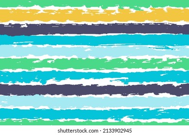 Patrón de rayas vectoriales sin fisuras dibujado a mano. Colorido pincel horizontal pinza fondo texturado.