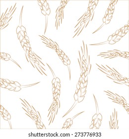 Hand drawn seamless vector wheat ears background