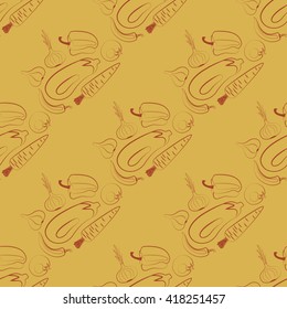 Hand drawn seamless vegetable pattern in vector