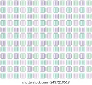 Línea vertical sin costuras dibujada a mano en bloque, estilo de patrón de Gingham, violeta púrpura y verde