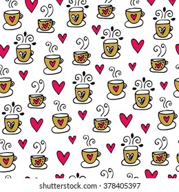 Hand drawn seamless vintage pattern. Vector background, retro style.