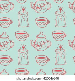 Hand drawn seamless vintage pattern. Vector background, retro style.