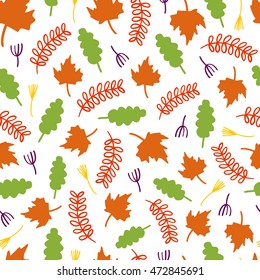 Hand drawn seamless vintage pattern. Vector nature background, retro style.