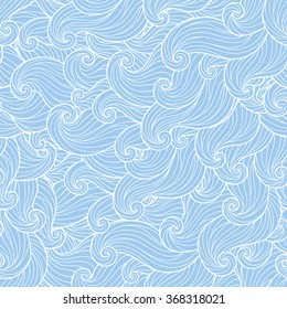 Hand drawn seamless wave blue background. Seamless pattern can be used for wallpaper, pattern fills, web page background,surface textures.