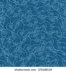 Hand drawn seamless wave blue background. Seamless pattern can be used for wallpaper, pattern fills, web page background,surface textures.