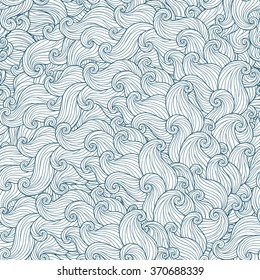 Hand drawn seamless wave blue background. Seamless pattern can be used for wallpaper, pattern fills, web page background,surface textures.