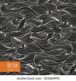 Hand drawn seamless wave pattern in vector. Seamless abstract hand-drawn pattern, waves background