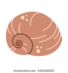 Concha de mar dibujada a mano. Ilustración plana de estilo de dibujos animados concha aislada sobre fondo blanco. Ilustración de vector