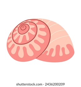 Hand drawn Seashell. Cartoon style flat illustration seashell isolated on white background. Vector illustration