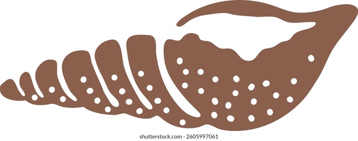 Hand drawn seashell illustration for souvenir printing. Coastal isolated vector clipart. Sea shell silhouette on white background. Creative logo design. Summer vacation trendy graphic print.