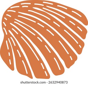 Ilustração de concha desenhada à mão para impressão de souvenir. Clipete de vetor isolado costeiro. Silhueta de concha do mar sobre fundo branco. Design de logotipo criativo. Impressão gráfica na moda das férias de verão.