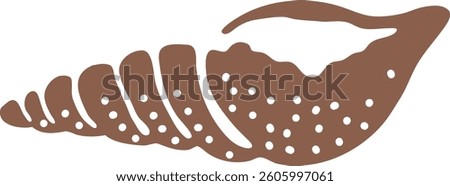 Hand drawn seashell illustration for souvenir printing. Coastal isolated vector clipart. Sea shell silhouette on white background. Creative logo design. Summer vacation trendy graphic print.