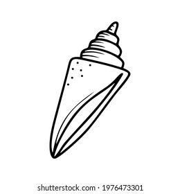 Hand drawn seashell isolated on a white background. Doodle, simple outline illustration. It can be used for decoration of textile, paper.