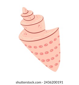 Hand drawn Seashell. Tabled Neptune. Cartoon style flat illustration seashell isolated on white background. Vector illustration