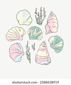 Hand Drawn Seashell Vector Illustration Poster 