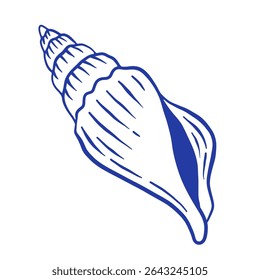 Ilustração de vetor de concha desenhada à mão. Ícone de molusco da vida marinha. Estilo Summer Doodle