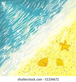 hand drawn seaside in vector