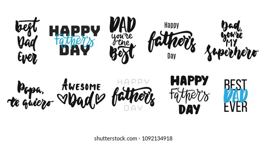 Hand drawn seasons set of lettering phrase about Fathers Day isolated on the white background. Fun brush ink vector illustration for banners, greeting card, photo overlays.