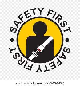 Dibujado a mano del icono de Vector del cinturón de seguridad. Seguridad de movimiento en el coche, Ilustración vectorial