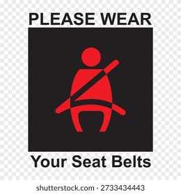 Dibujado a mano del icono de Vector del cinturón de seguridad. Seguridad de movimiento en el coche, Ilustración vectorial