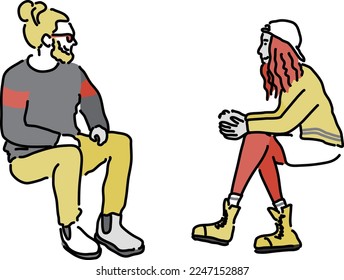 Hand drawn seated figure set Autumn Winter