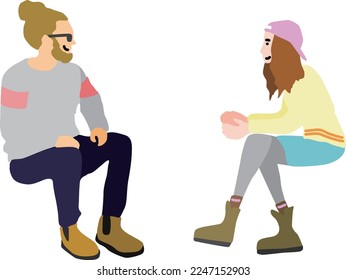 Hand drawn seated figure set Autumn Winter