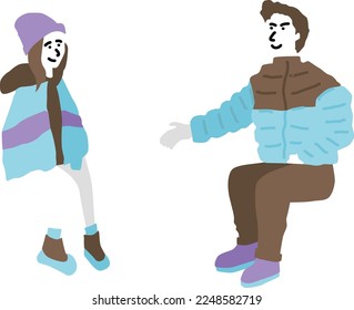 Conjunto de figuras colocadas a mano Invierno de Otoño