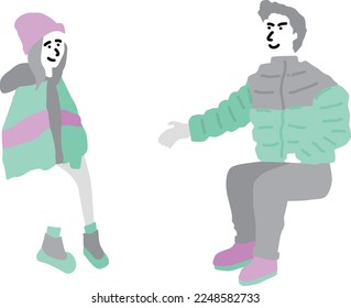 Conjunto de figuras colocadas a mano Invierno de Otoño