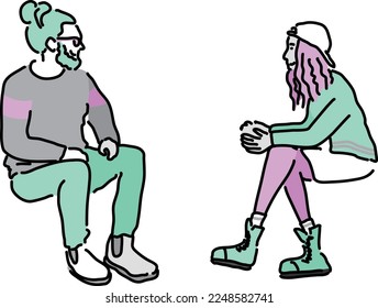 Hand drawn seated figure set Autumn Winter